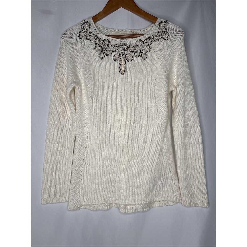 Anthropologie Angel Of The North S Bobine Tunic Sweater Cream Artisanal‎ Detail